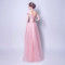 凸显精致锁骨线条 雅致豆沙粉色新娘婚纱礼服敬酒服伴娘服9712